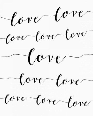 Love on White Black Ornate Wood Framed Art Print with Double Matting by Moss, Tara