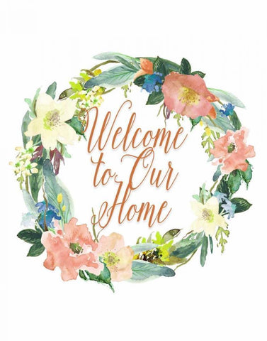 Welcome to Our Home Black Ornate Wood Framed Art Print with Double Matting by Moss, Tara