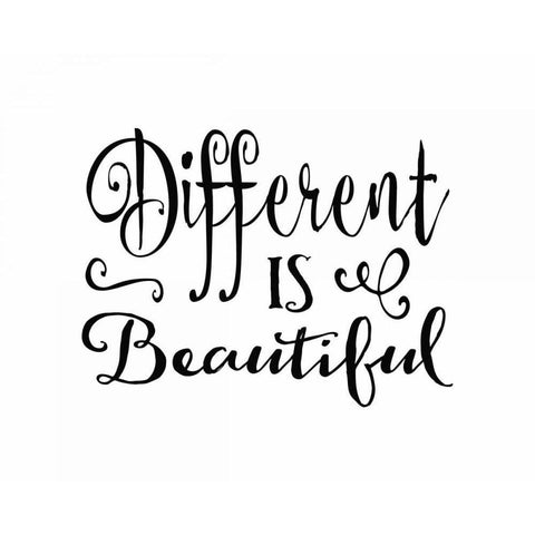 Different is Beautiful White Modern Wood Framed Art Print by Moss, Tara