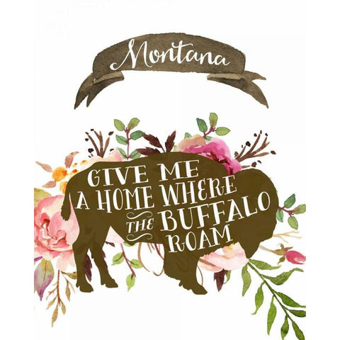 Montana Buffalo Home White Modern Wood Framed Art Print by Moss, Tara