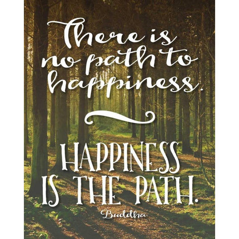 Buddha Path to Happiness Black Modern Wood Framed Art Print by Moss, Tara