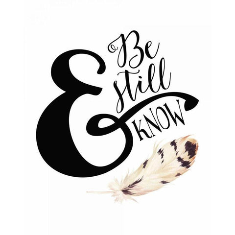 Be Still and Know Feather White Modern Wood Framed Art Print by Moss, Tara