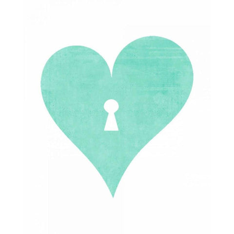 Mint Heart Lock White Modern Wood Framed Art Print by Moss, Tara