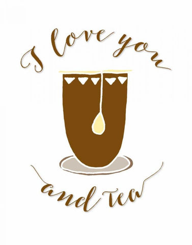 I Love You and Tea Black Ornate Wood Framed Art Print with Double Matting by Moss, Tara