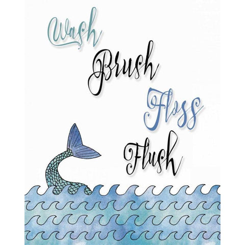 Wash Brush Floss Flush Black Modern Wood Framed Art Print by Moss, Tara