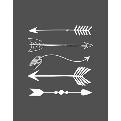 White Arrows on Gray White Modern Wood Framed Art Print by Moss, Tara