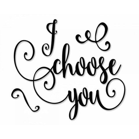 I Choose You - Black and White Gold Ornate Wood Framed Art Print with Double Matting by Moss, Tara