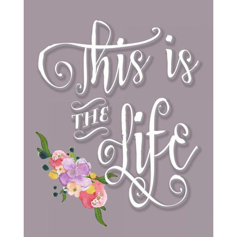 This is the Life - Purple White Modern Wood Framed Art Print by Moss, Tara