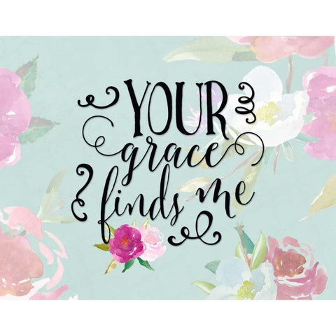 Your Grace Finds Me Floral Black Modern Wood Framed Art Print with Double Matting by Moss, Tara