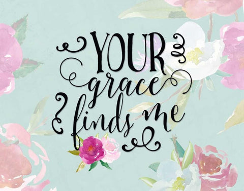 Your Grace Finds Me Floral Black Ornate Wood Framed Art Print with Double Matting by Moss, Tara