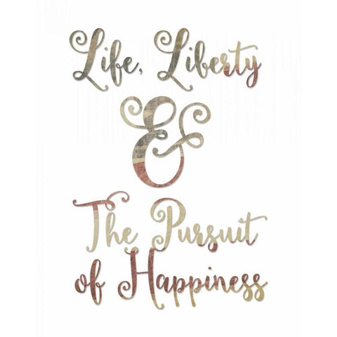 Life Liberty Typography White Modern Wood Framed Art Print by Moss, Tara