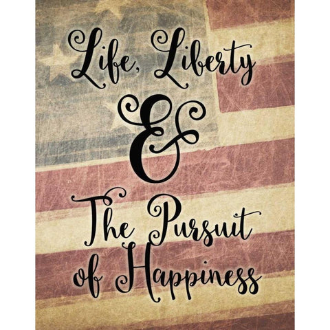 Life Liberty White Modern Wood Framed Art Print by Moss, Tara