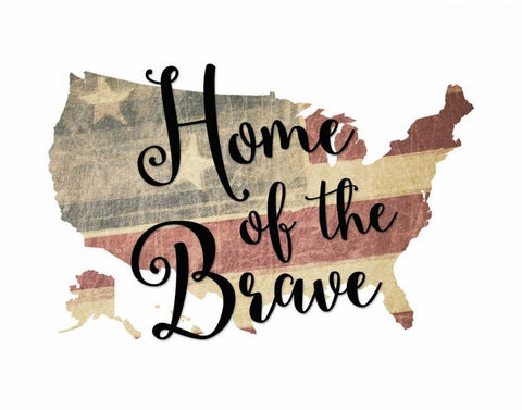 Home of the Brave White Modern Wood Framed Art Print with Double Matting by Moss, Tara