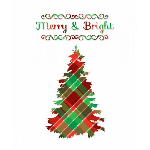 Merry and Bright Tree White Modern Wood Framed Art Print by Moss, Tara