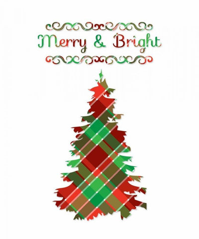 Merry and Bright Tree Black Ornate Wood Framed Art Print with Double Matting by Moss, Tara