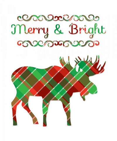 Plaid Moose Merry and Bright Black Ornate Wood Framed Art Print with Double Matting by Moss, Tara