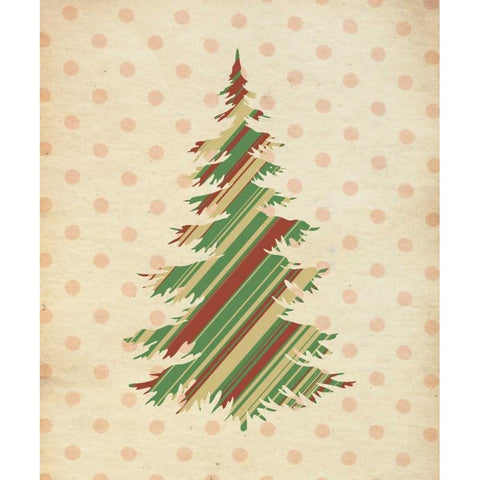 Striped Christmas Tree White Modern Wood Framed Art Print by Moss, Tara