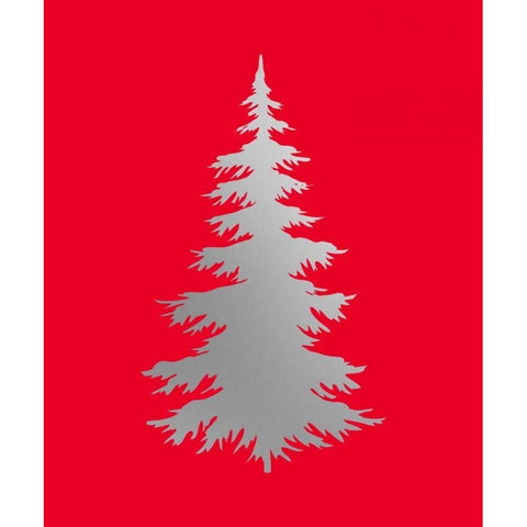 Silver Tree on Red White Modern Wood Framed Art Print by Moss, Tara