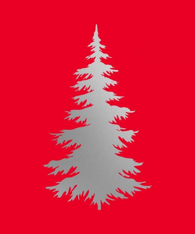 Silver Tree on Red White Modern Wood Framed Art Print with Double Matting by Moss, Tara