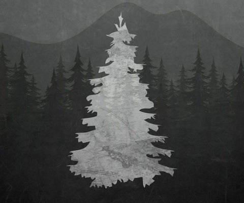 Chalkboard Tree White Modern Wood Framed Art Print with Double Matting by Moss, Tara