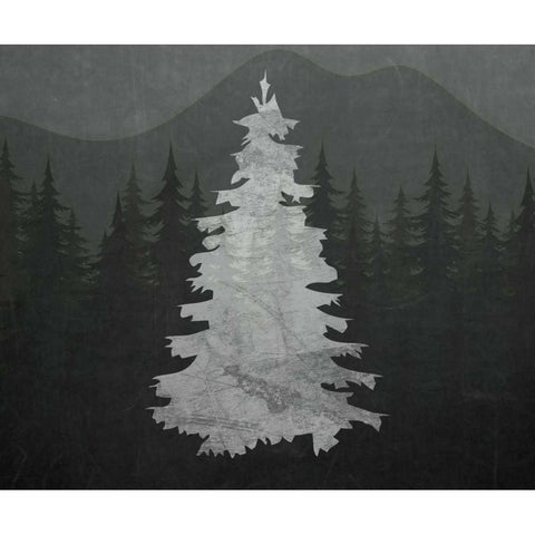 Chalkboard Tree Gold Ornate Wood Framed Art Print with Double Matting by Moss, Tara