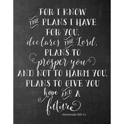 Chalkboard Jeremiah 29-11 Black Modern Wood Framed Art Print with Double Matting by Moss, Tara