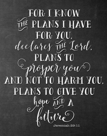 Chalkboard Jeremiah 29-11 Black Ornate Wood Framed Art Print with Double Matting by Moss, Tara