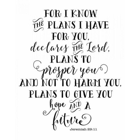 Jeremiah 29-11 Black and White Black Modern Wood Framed Art Print with Double Matting by Moss, Tara