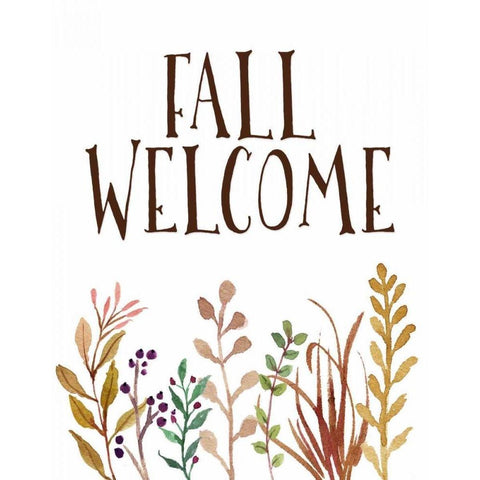 Fall Welcome White Modern Wood Framed Art Print by Moss, Tara