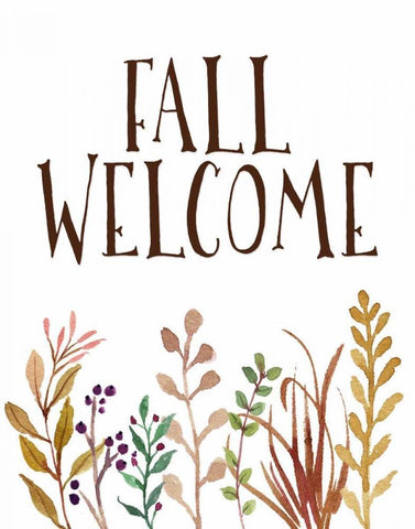 Fall Welcome White Modern Wood Framed Art Print with Double Matting by Moss, Tara