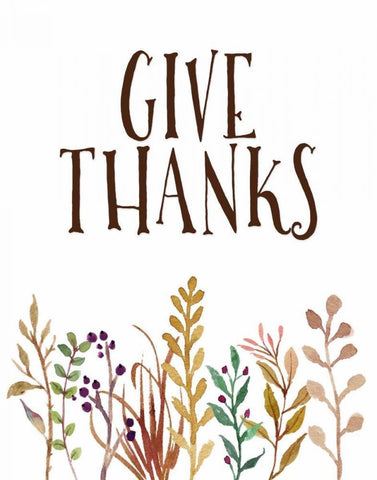 Give Thanks Black Ornate Wood Framed Art Print with Double Matting by Moss, Tara