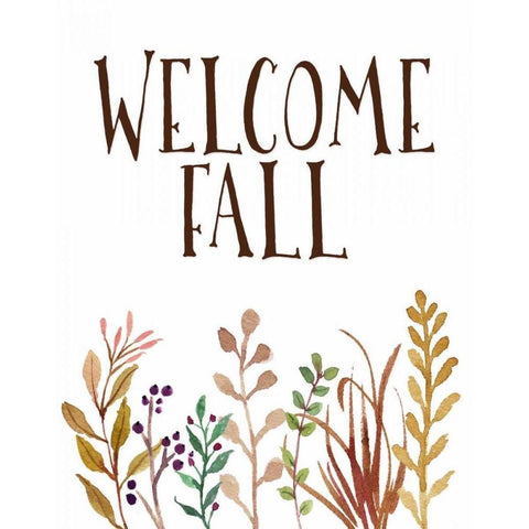 Welcome Fall Gold Ornate Wood Framed Art Print with Double Matting by Moss, Tara