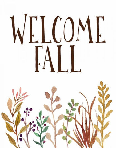 Welcome Fall Black Ornate Wood Framed Art Print with Double Matting by Moss, Tara