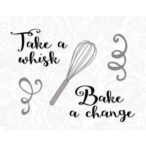 Take a Whisk, Bake a Change White Modern Wood Framed Art Print by Moss, Tara