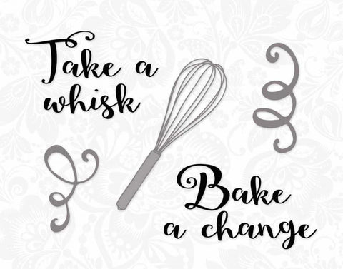 Take a Whisk, Bake a Change Black Ornate Wood Framed Art Print with Double Matting by Moss, Tara