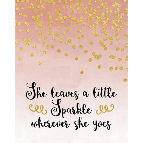 She Leaves a Little Sparkle - Pink Black Modern Wood Framed Art Print with Double Matting by Moss, Tara