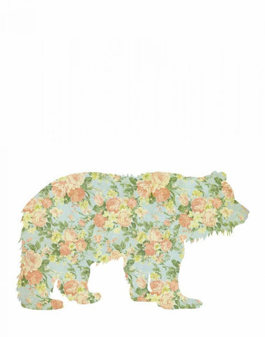 Floral Bear White Modern Wood Framed Art Print with Double Matting by Moss, Tara