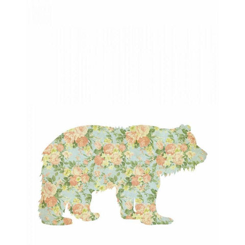 Floral Bear White Modern Wood Framed Art Print by Moss, Tara