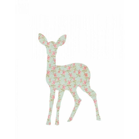 Floral Deer White Modern Wood Framed Art Print by Moss, Tara