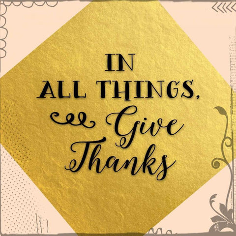 In All Things Give Thanks White Modern Wood Framed Art Print by Moss, Tara