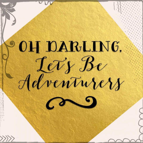 Lets Be Adventurers Gold Ornate Wood Framed Art Print with Double Matting by Moss, Tara