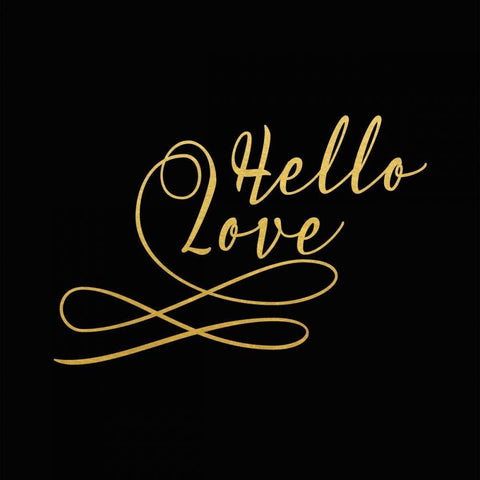 Hello Love Gold Black Ornate Wood Framed Art Print with Double Matting by Moss, Tara