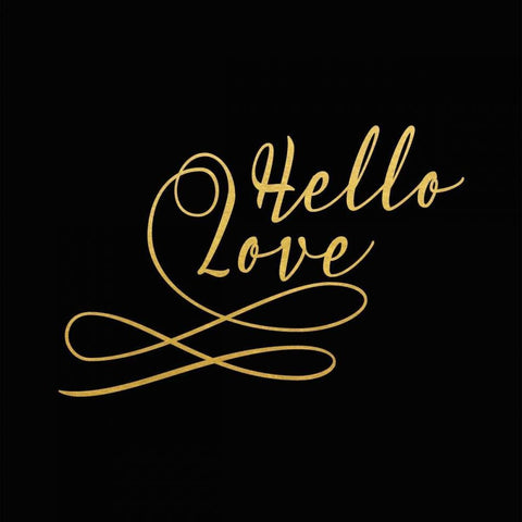 Hello Love Gold Black Modern Wood Framed Art Print with Double Matting by Moss, Tara