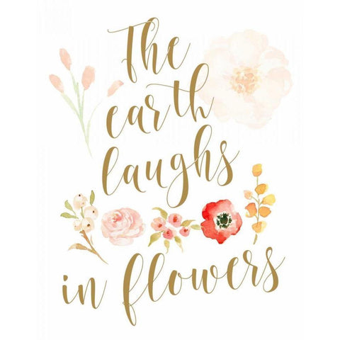 The Earth Laughs in Flowers White Modern Wood Framed Art Print by Moss, Tara