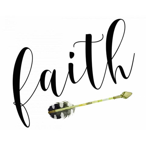 Faith with Arrow White Modern Wood Framed Art Print by Moss, Tara