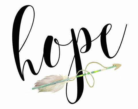 Hope with Arrow White Modern Wood Framed Art Print with Double Matting by Moss, Tara