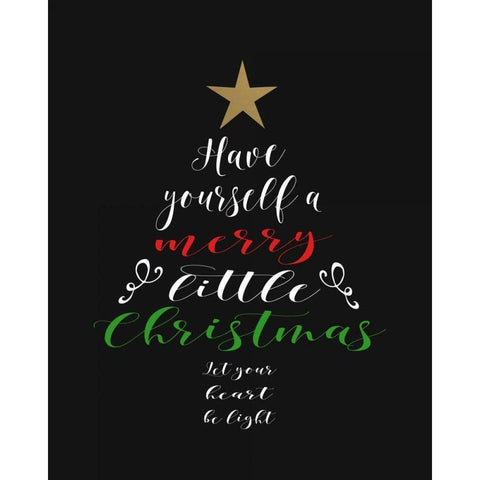 Merry Little Christmas Black Modern Wood Framed Art Print with Double Matting by Moss, Tara