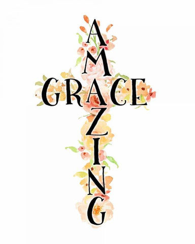 Amazing Grace Floral Black Ornate Wood Framed Art Print with Double Matting by Moss, Tara