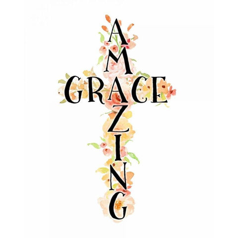 Amazing Grace Floral White Modern Wood Framed Art Print by Moss, Tara