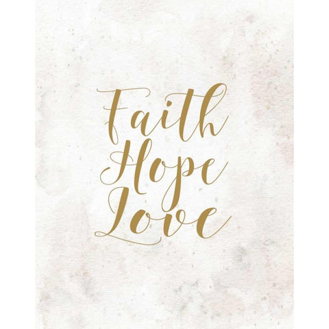 Faith Hope Love - Tan White Modern Wood Framed Art Print by Moss, Tara